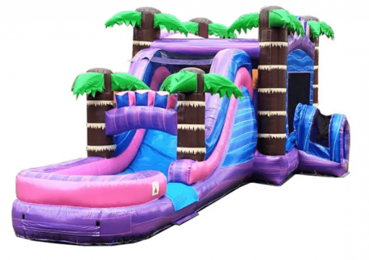 Mega Tropical Purple Bounce House W/Slide Combo