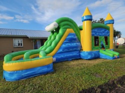 Resized 20240409 082724 1712678167595 1719174908 The Blue Green Helix Dual Lane Bounce House W/Slide Combo