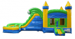 The Blue Green Helix Dual Lane Bounce House W/Slide Combo