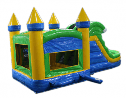 The Blue Green Helix Dual Lane Bounce House W/Slide Combo