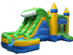 The Blue Green Helix Dual Lane Bounce House W/Slide Combo